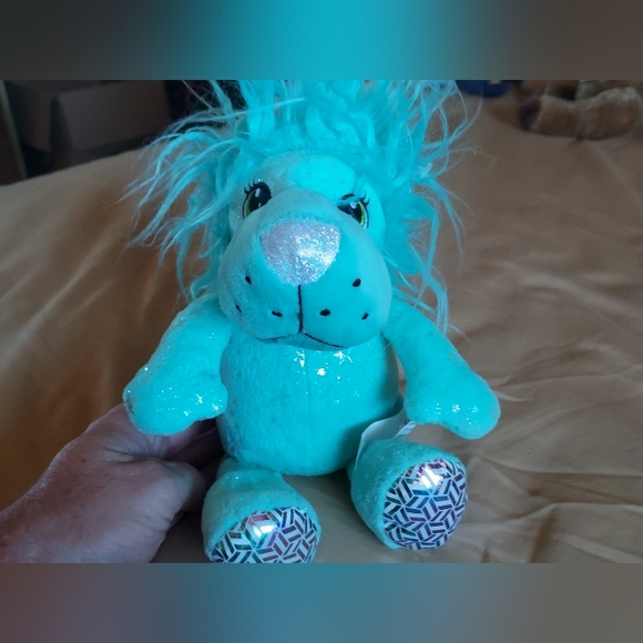 redemption plus plush 322354 turquoise silver sparkle lion 10" Plush Nwot - Picture 2 of 7